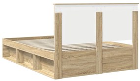 vidaXL Ágykeret fejtámlával Sonoma 160 x 200 cm Tömör fenyőfa