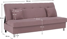Kihúzható kanapé, rózsaszín, ALADA