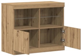 büfé LED világítással Kézműves tölgy 81x37x67 cm