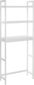 Mosógép feletti tárolószekrény, bambusz fürdőszoba szekrény, fehér 63x26x163cm