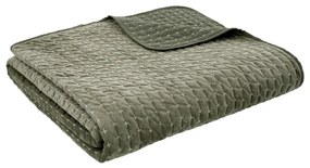 Zöld bársony steppelt ágytakaró 240x260 cm Attica Velvet Embroidered – Bianca