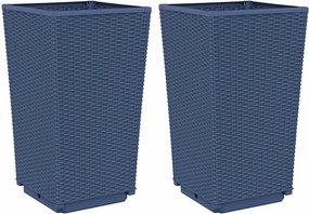 vidaXL 2 db kékszürke polipropilén kerti ültetőláda 32,5 x 32,5 x 57 cm