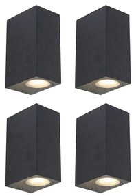 4 db-os készlet okos fali lámpa fekete IP44, 8 db Wifi GU10 izzóval - Baleno