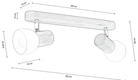 Spot-Light DO2225256 - NEL 2xE27/15W/230V mennyezeti spot borovi