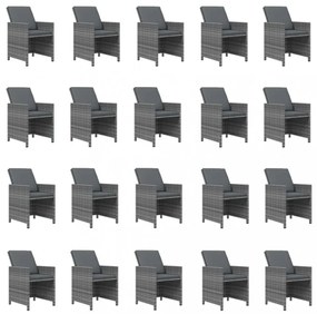 21 részes szürke polyrattan kerti étkezőgarnitúra párnákkal