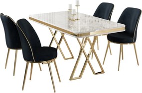 Vals étkezőgarnitúra, fehér-arany, 130 cm – TR240CHR2333