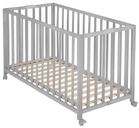 Szürke összecsukható gurulós babaágy 60x120 cm Fold up – Roba