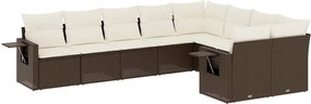 vidaXL 9 részes barna polyrattan kerti ülőgarnitúra párnákkal