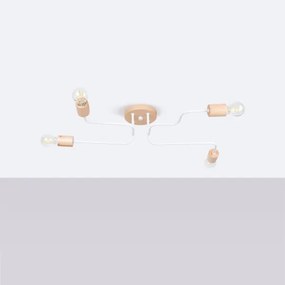 Sollux SL.1665 - Felületre szerelhető csillár TIMBO 4xE27/15W/230V fehér/bézs/bükkfa