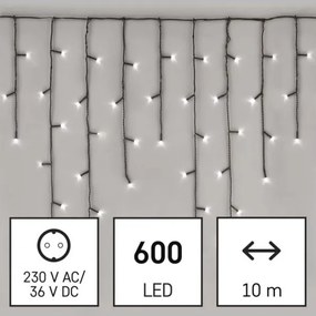 LED Karácsonyi kültéri lánc 600xLED/8 mód 15m IP44  hideg fehér