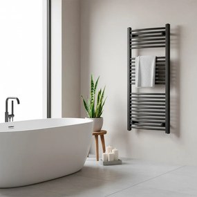 Íves törölközőszárító radiátor 1200x600 mm fekete