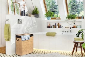 G21-es 105 literes szennyeskosár elválasztókkal, rattan utánzat, barna betéttel
