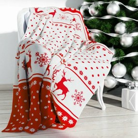 Ágytakaró 150x200 Rénszarvasok Karácsonyi piros