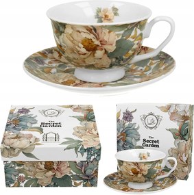 Csésze Royal Peony White 250ml porcelán bazsarózsa virágok ajándék doboz