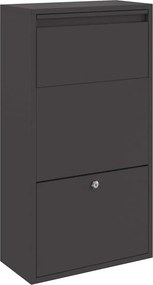 vidaXL Csomagzáró doboz tárolóval ajtóval Fekete 44 x 22 x 82 cm Acél