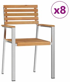vidaXL Kerti Szék 8 pcs Olaj Természetes Tömör Teakfa