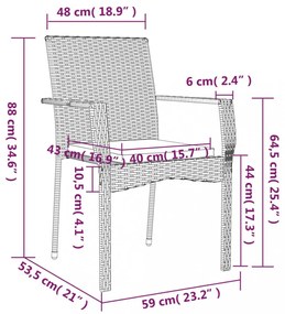 4 db szürke polyrattan kerti szék párnával