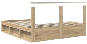 vidaXL Ágykeret fejtámlával Sonoma 200 x 200 cm Tömör fenyőfa