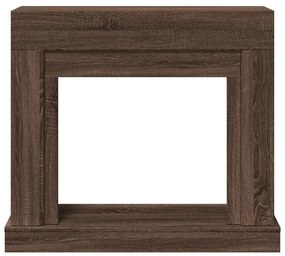 barna tölgy színű szerelt fa kandallóburkolat 100x30x87,5 cm