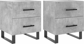 vidaXL 2 db betonszürke szerelt fa éjjeliszekrény 40 x 35 x 47,5 cm
