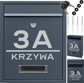 Postaláda Rib Antracit Mintás, Feliratos