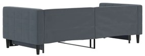 sötétszürke kihúzható bársony heverő 90 x 200 cm