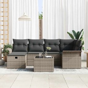 Kerti Kanapé Szett párnával 7 pcs Szürke 242.5 x 132.5 x 85 cm