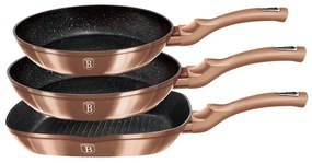 Indukciós 3 részes serpenyő készlet Metallic Line Rose Gold Edition Berlinger Haus
