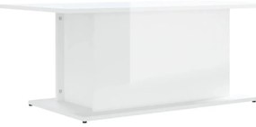 Magasfényű fehér szerelt fa dohányzóasztal 102x55,5x40 cm
