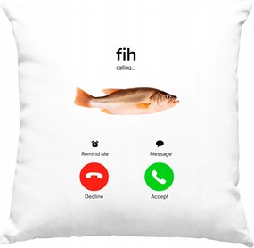 Fish Calling Meme párna, fehér