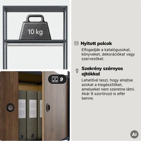 Irodai polc nyitott ruhaakasztó rúddal, recepcióra és váróterembe, fém, antracit/dió, 800x2200x400 mm: ARIEL Eco Design