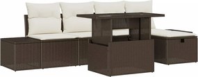 vidaXL Kerti Kanapé Szett 6 pcs Barna Poli rattan