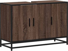vidaXL barna tölgy szerelt fa fürdőszobai mosdószekrény 90x33x60 cm