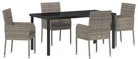 vidaXL Kert étkező szett párnával 5 pcs Szürke polirattan