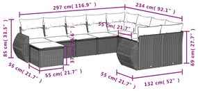 10 részes bézs polyrattan kerti ülőgarnitúra párnával