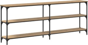 vidaXL Konzolasztal kézműves tölgy 200 x 29 x 75 cm Mérnöki fa és fém