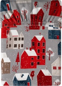 Mikroszálas lepedő WINTER COTTAGE szürke 90x200 cm