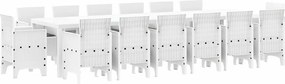 vidaXL Kert étkező szett 15 pcs Fehér Polt rattan