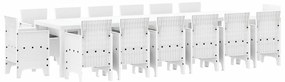 vidaXL Kert étkező szett 15 pcs Fehér Polt rattan
