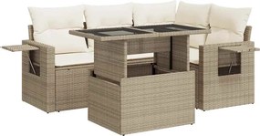 vidaXL 5 részes bézs polyrattan kerti ülőgarnitúra párnákkal