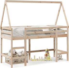 vidaXL tömör fenyőfa galériaágy létrával és tetővel 80 x 200 cm