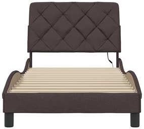 sötétbarna szövet ágykeret LED-ekkel matrac nélkül 90x200 cm