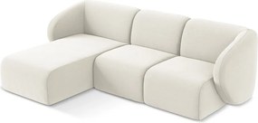 Bézs bársony sarokkanapé (bal oldali-heverő résszel) Lani – Makamii