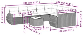 10 részes barna polyrattan kerti ülőgarnitúra párnákkal