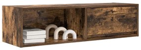 2 db füstös tölgy színű szerelt fa TV-szekrény 100x31x25,5cm