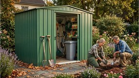 fém kerti ház GLOBEL 86 ZÖLT + napfénytető LG2503