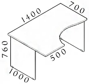 Visio ergonomikus asztal 140 x 100 cm, bal, juhar