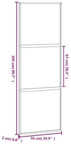 fehér edzett üveg és alumínium tolóajtó 76 x 205 cm