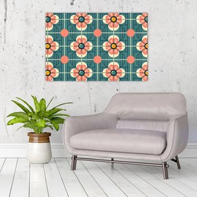 Kép - Retro virágminta (90x60 cm)