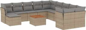 vidaXL 12 részes bézs polyrattan kerti ülőgarnitúra párnákkal